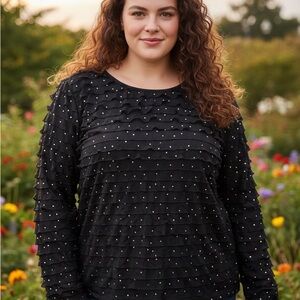 Elegant Black Ruffled Women's Top